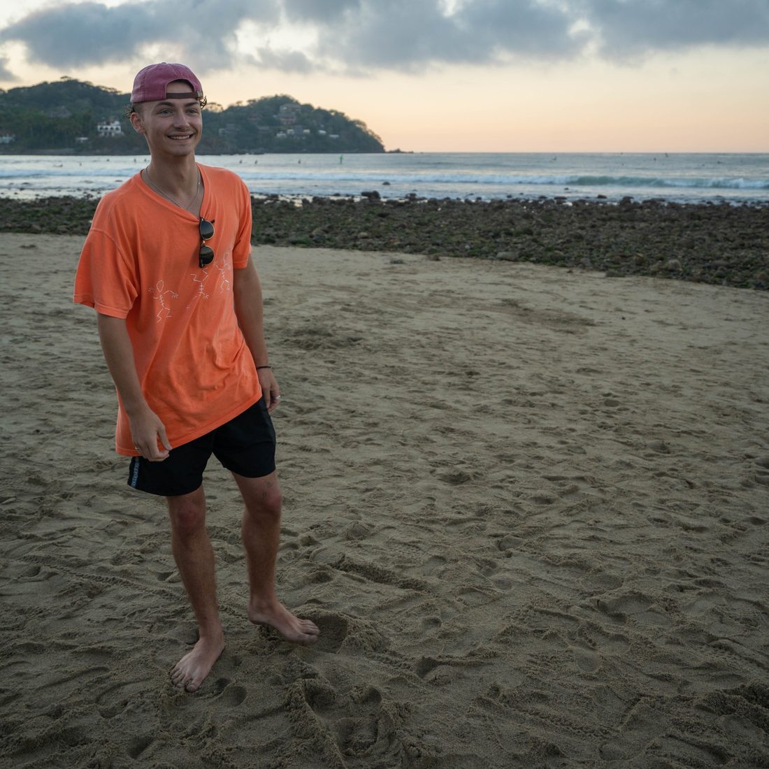 Jake Rottina on the beach at sunset